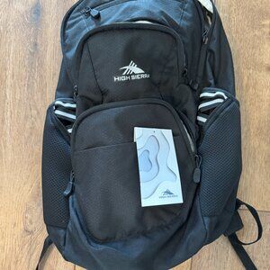 HIGH SIERRA SWOOP SG BLACK BACKPACK-A tower of external pockets NEW